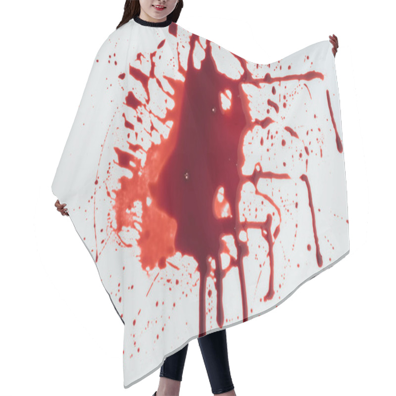 Personality  Top View Of Flowing Blood Droplets On White Surface Hair Cutting Cape