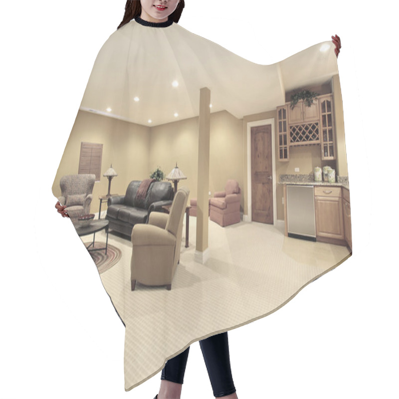 Personality  Basement With Kitchen Area Hair Cutting Cape