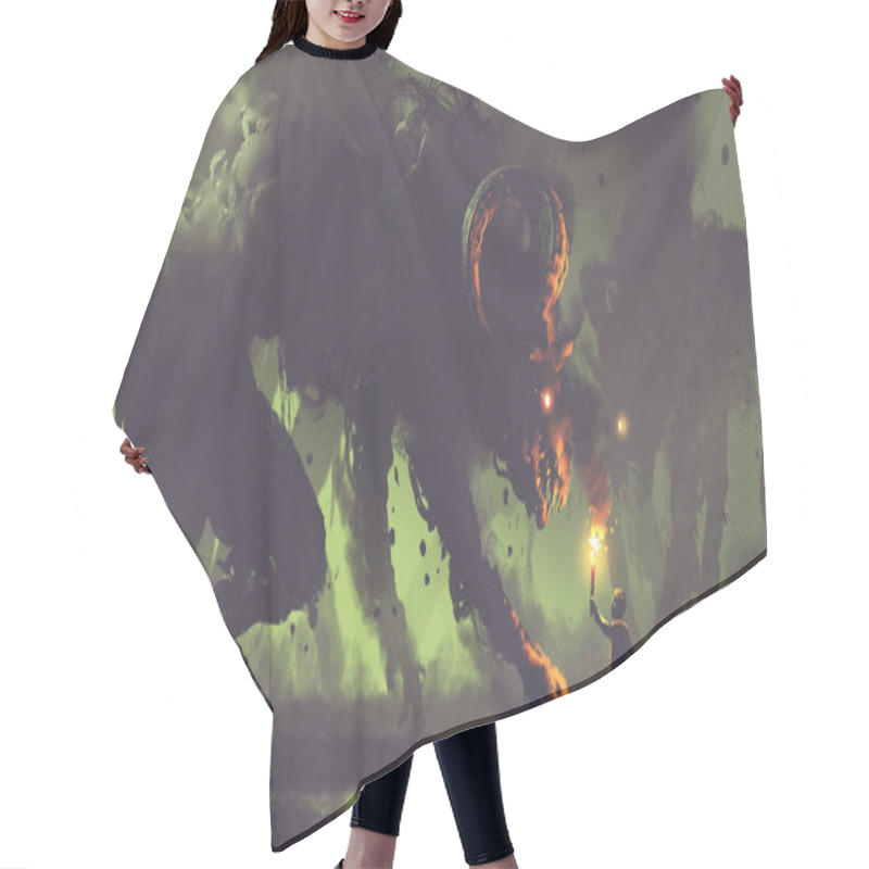 Personality  Boy With A Torch Facing Smoke Monsters Hair Cutting Cape