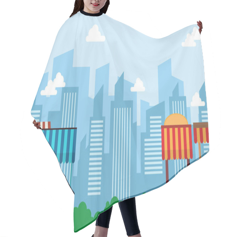 Personality  Landscape Of Street Stall Style Hair Cutting Cape