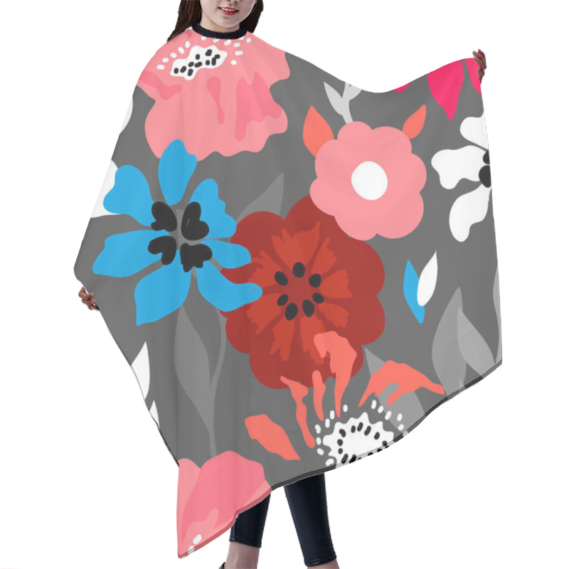 Personality  Pink And Grey Floral Composition. Hair Cutting Cape