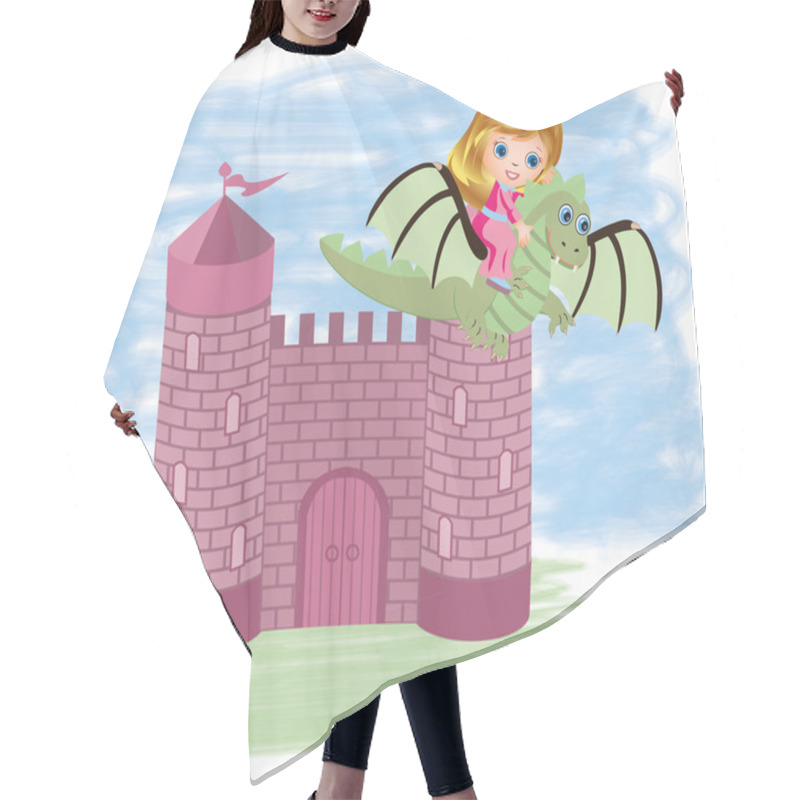 Personality  Little Cute Princess And Dragon, Vector Illustration Hair Cutting Cape