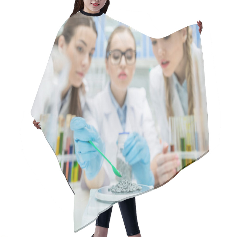 Personality  Female Scientists In Lab Hair Cutting Cape