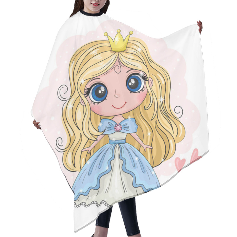 Personality  Cartoon Princess. Cute Girl. Good For Greeting Cards, Invitations, Decoration, Print For Baby Shower Etc. Hand Drawn Vector Illustration With Girl Cute Print. Hair Cutting Cape