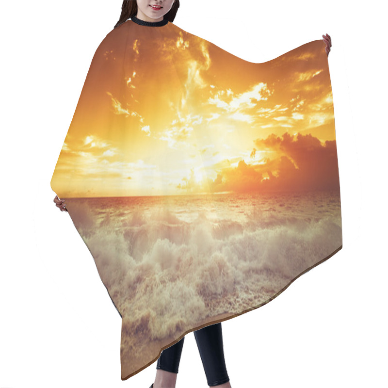 Personality  Sunset On Seychelles Beach Hair Cutting Cape