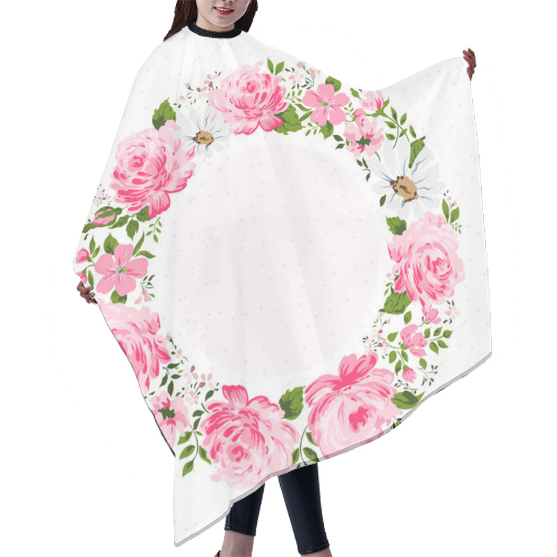 Personality  Border Of Flowers With Place For A Text. Hair Cutting Cape