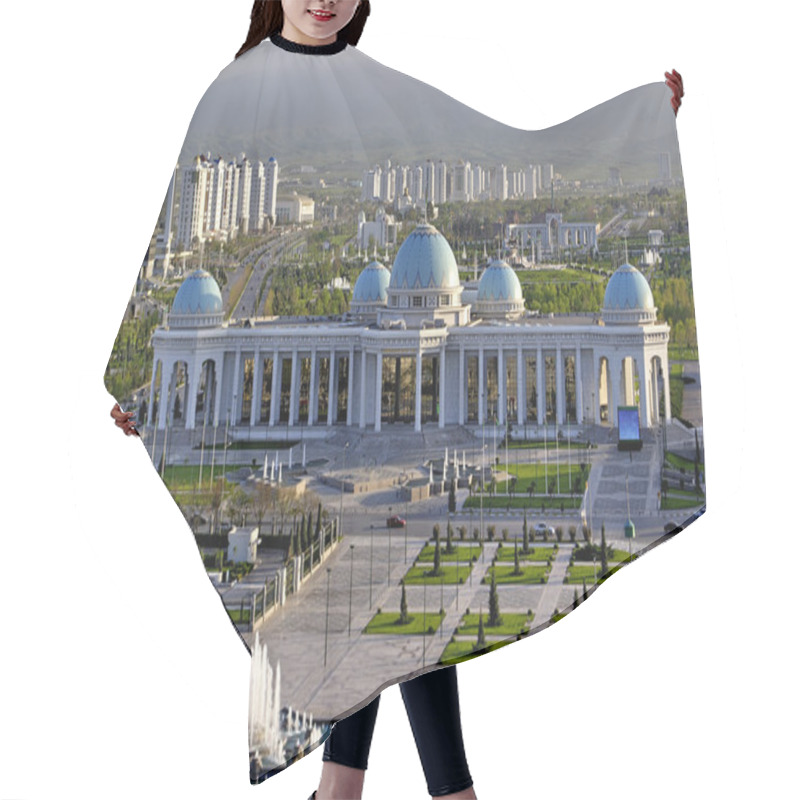 Personality  General Views To The Main Square And Palace Ruhyet. Ashkhabad. Turkmenistan. Hair Cutting Cape