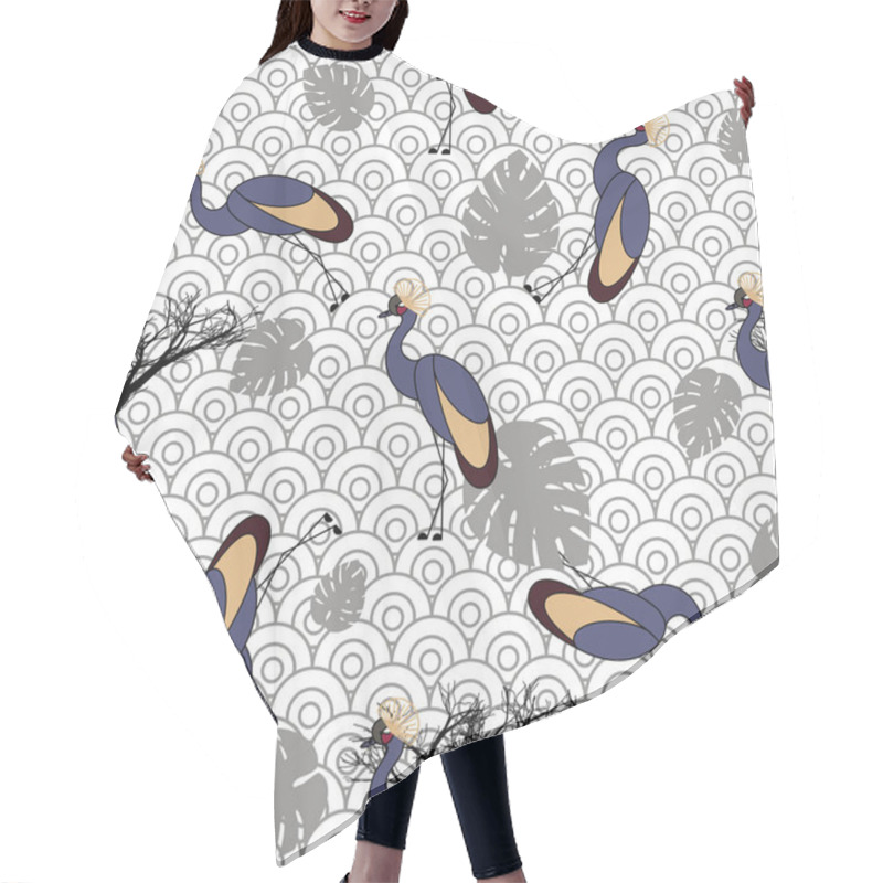 Personality  Seamless Pattern With Cranes. Hair Cutting Cape