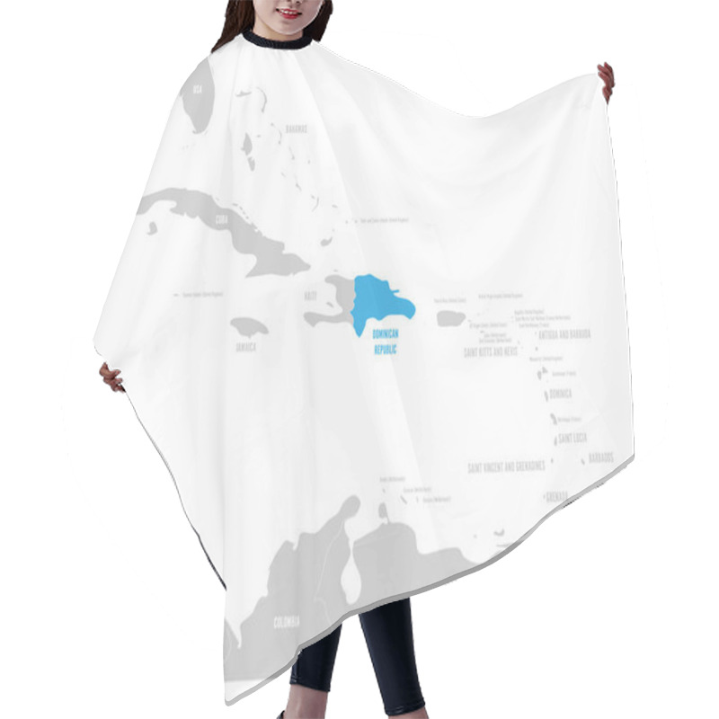 Personality  Dominican Republic Blue Marked In The Map Of Caribbean. Vector Illustration Hair Cutting Cape