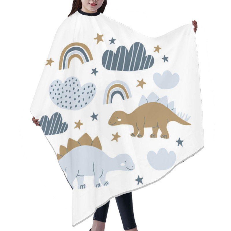 Personality  Handdrawn Dinosaur Scandinavian Style Illustration Hair Cutting Cape