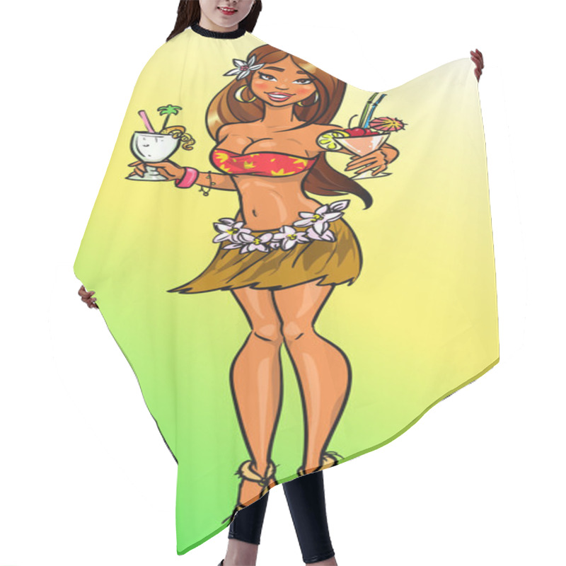 Personality  Sexy Girl With Two Cocktails, Party Invitation Hair Cutting Cape