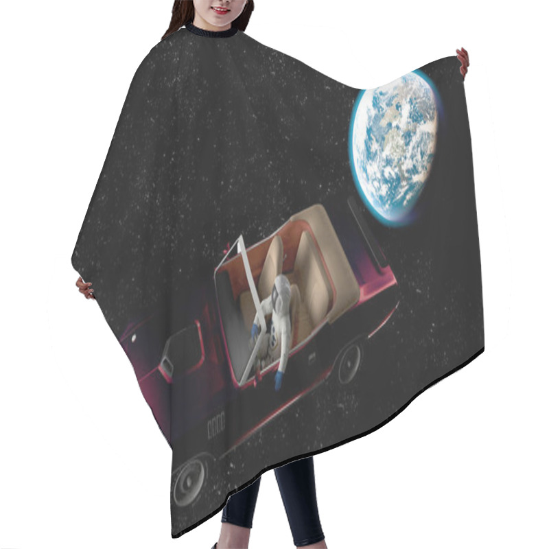 Personality  The Car Image In Space 3D Illustration Hair Cutting Cape