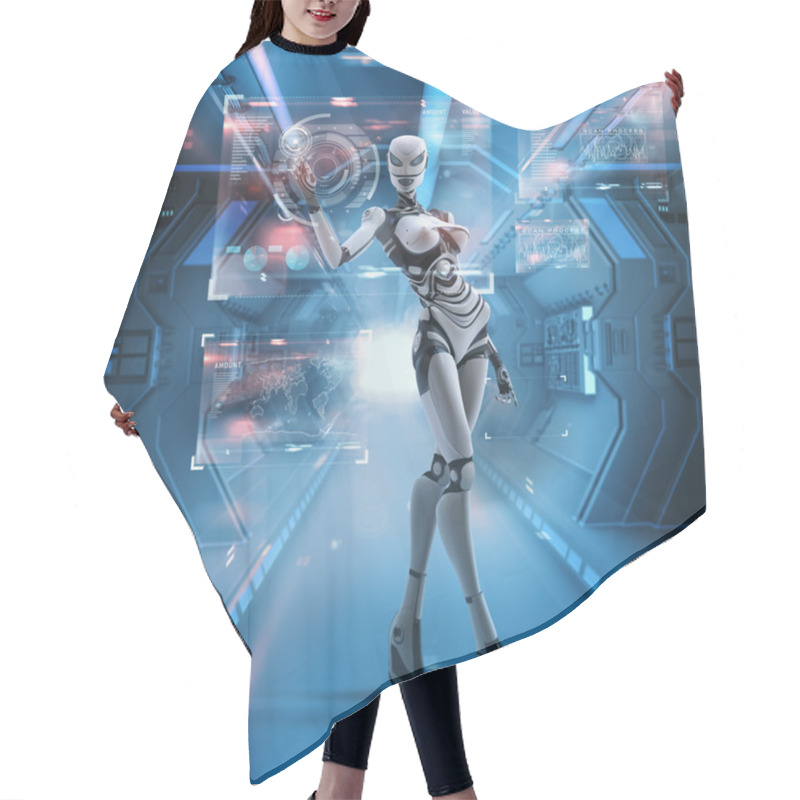 Personality  Futuristic Female Android Hair Cutting Cape