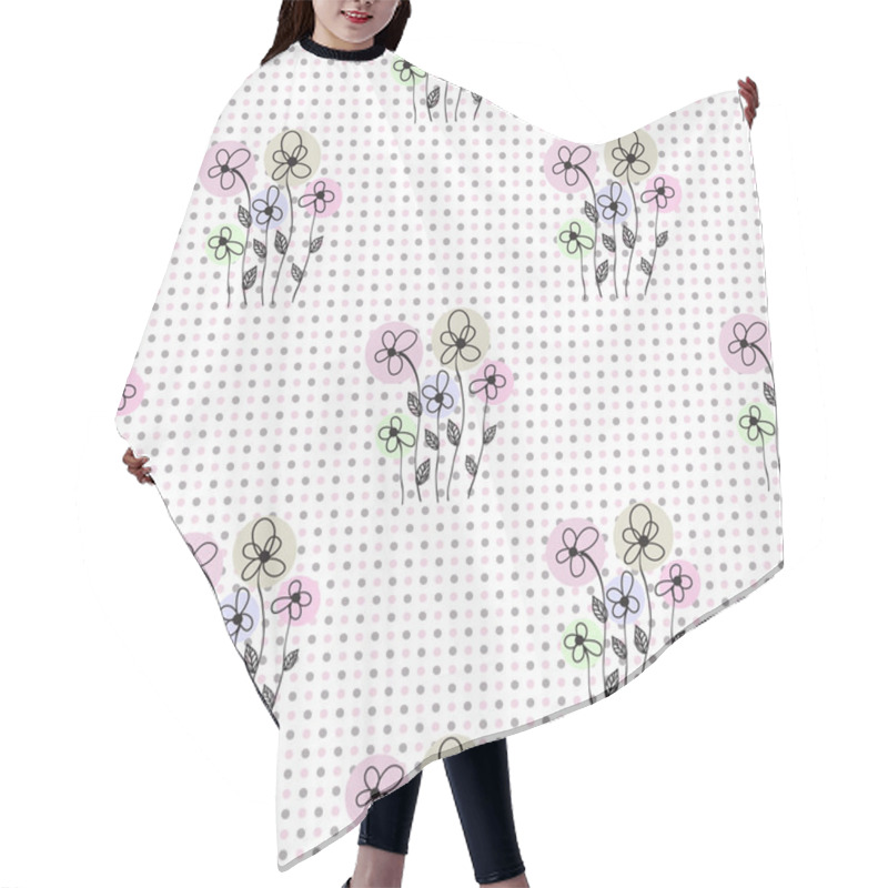 Personality  Seamless Floral Polka Dot Background Hair Cutting Cape