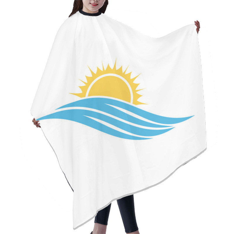 Personality  Sunset On Sea Icon On White Background Hair Cutting Cape