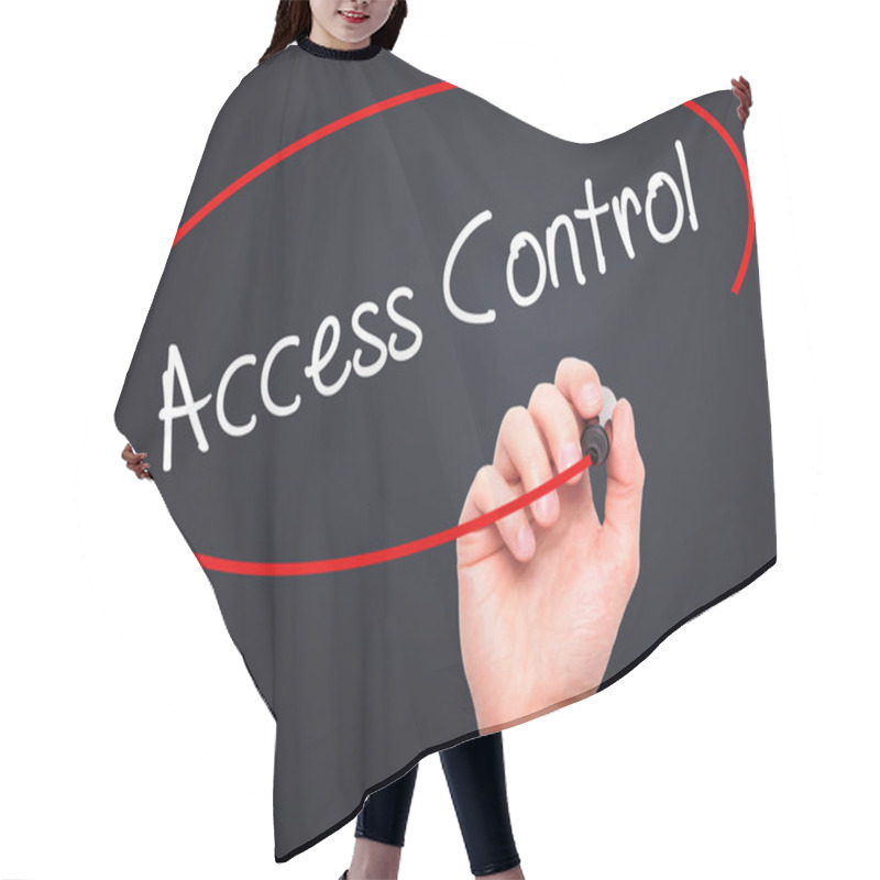 Personality  Man Hand Writing Access Control With Black Marker On Visual Scre Hair Cutting Cape