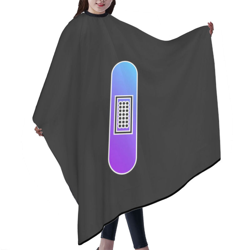 Personality  Band Aid Silhouette In Vertical Position Blue Gradient Vector Icon Hair Cutting Cape