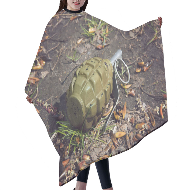 Personality  Hand Grenade Grenade Lying On The Ground. Hair Cutting Cape