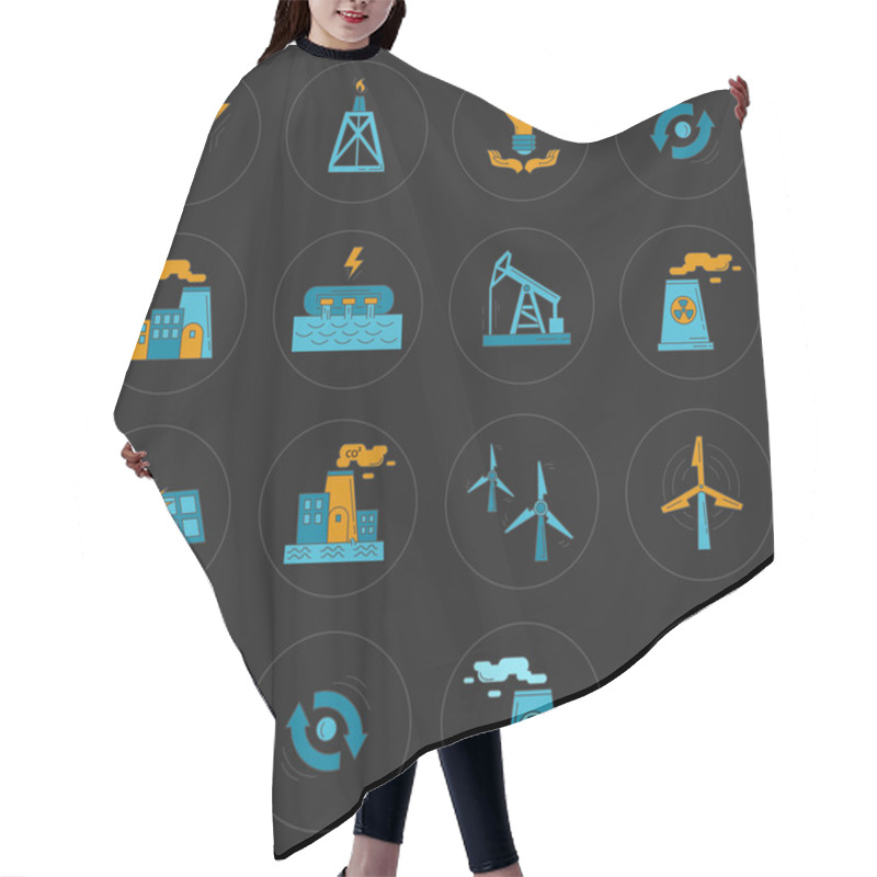 Personality  Energy Ecology And Pollution Vector Set Of Icons Hair Cutting Cape