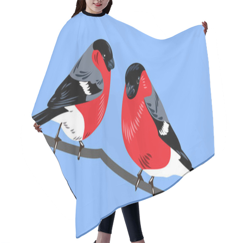 Personality  Bullfinches Sitting On A Branch Hair Cutting Cape