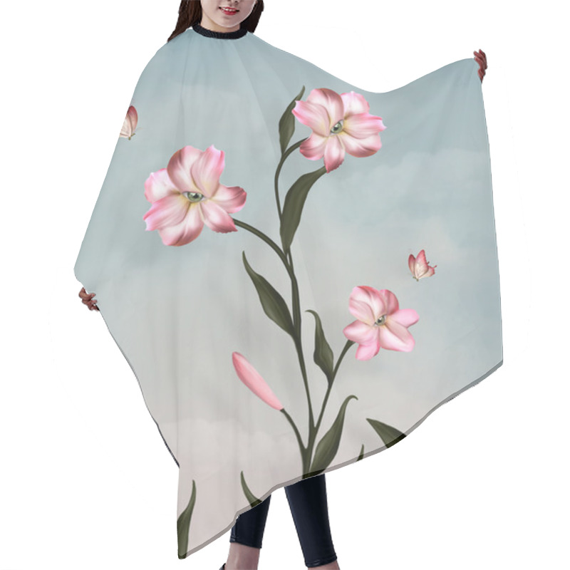 Personality  Surreal Pink Flowers Hair Cutting Cape