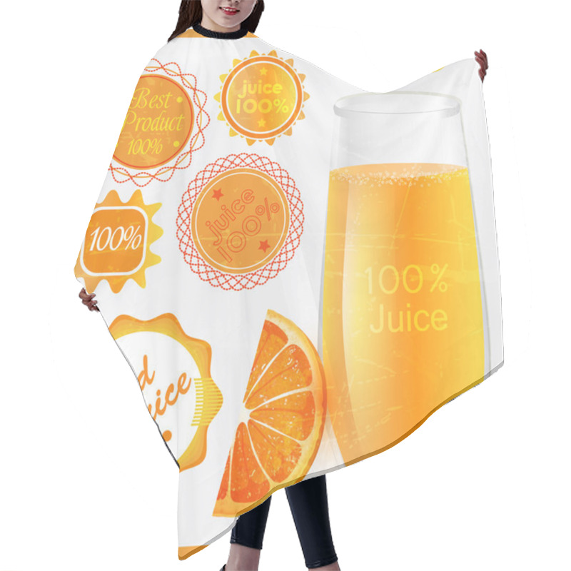 Personality  Fresh Orange Juice With Emblems. Hair Cutting Cape