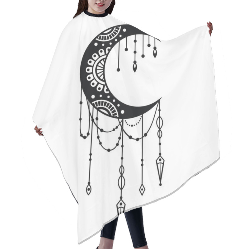 Personality  Crescent Moon Mandala Style, Moon Decoration Element Hair Cutting Cape