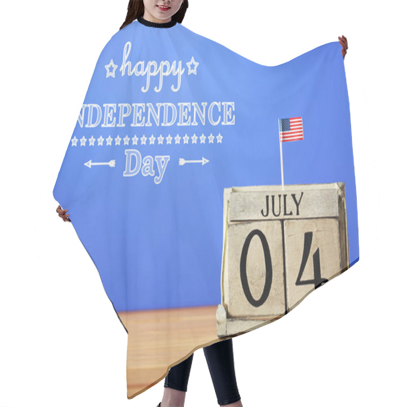 Personality  4th Of July Theme With Wood Block Calendar Hair Cutting Cape