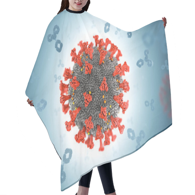 Personality  Immunoglobulin Or Antibody Proteins Attack A Corona Virus Pathogen Cell - 3d Illustration Hair Cutting Cape