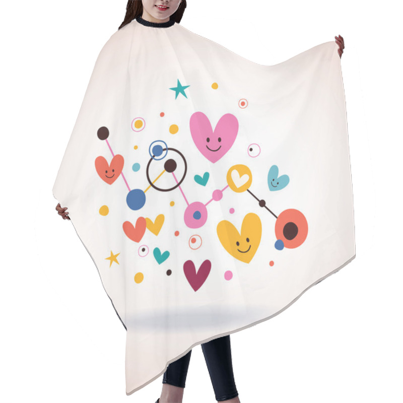 Personality  Abstract Art Illustration With Cute Hearts Hair Cutting Cape