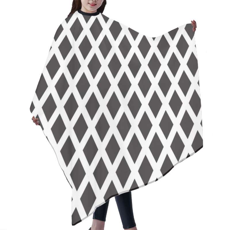 Personality  Seamless Diamond Rhombus Check Pattern Background In Black And White. Hair Cutting Cape