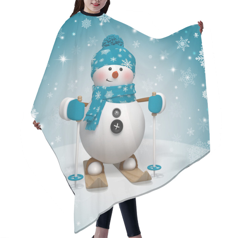 Personality  3d Christmas Cartoon Character, Skiing Snowman Hair Cutting Cape