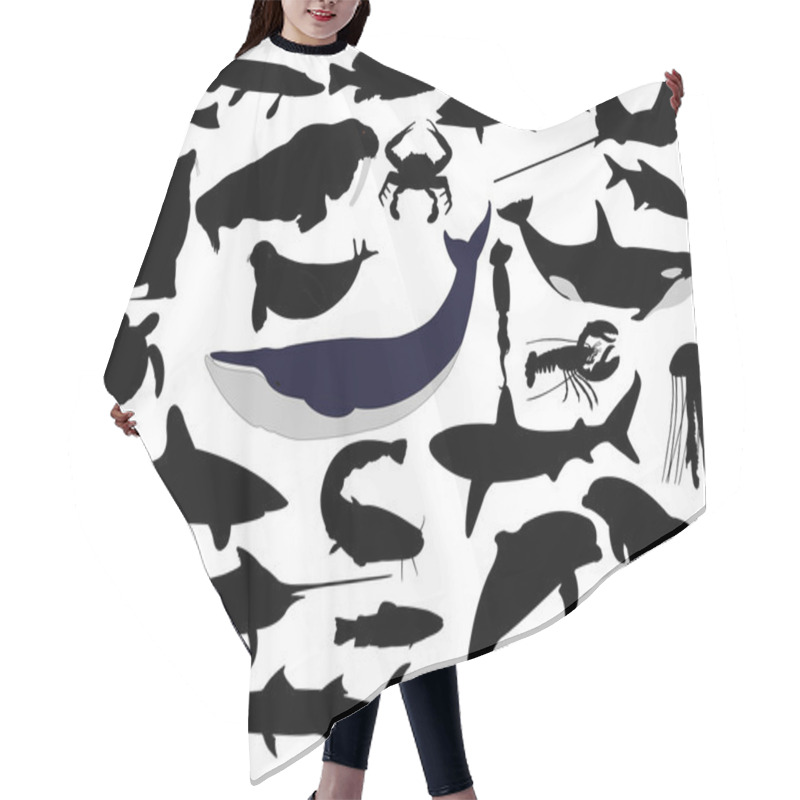 Personality  Collection Of Aquatic Wildlife Vector Si Hair Cutting Cape