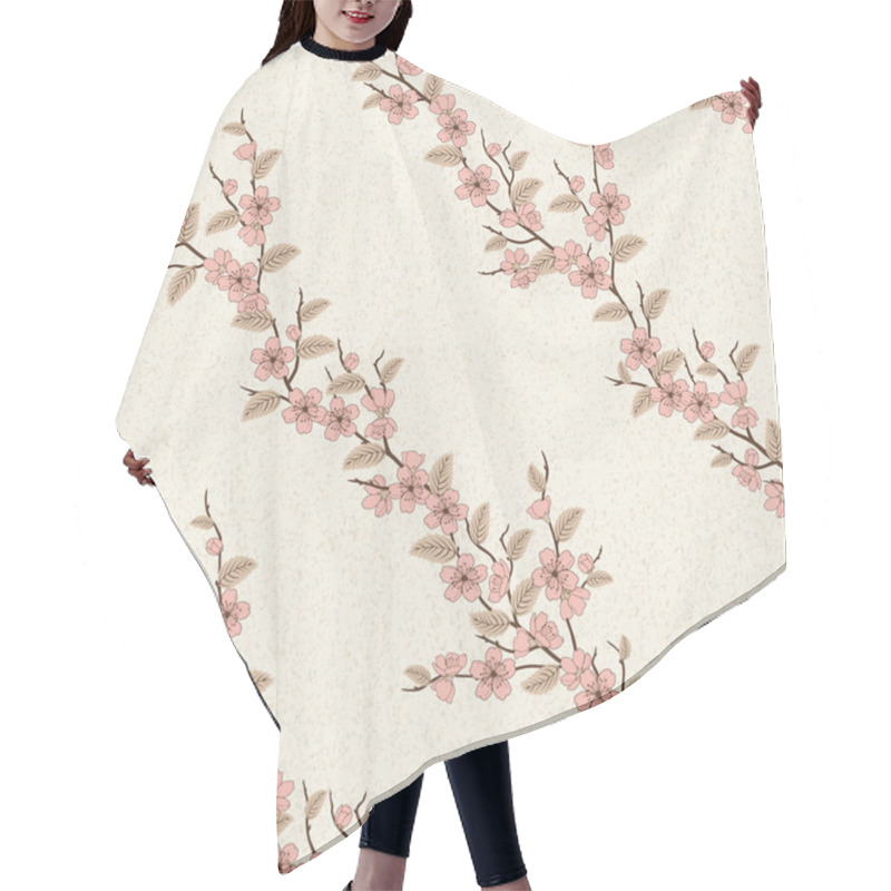 Personality   Seamless Pattern With Sakura Branch Hair Cutting Cape