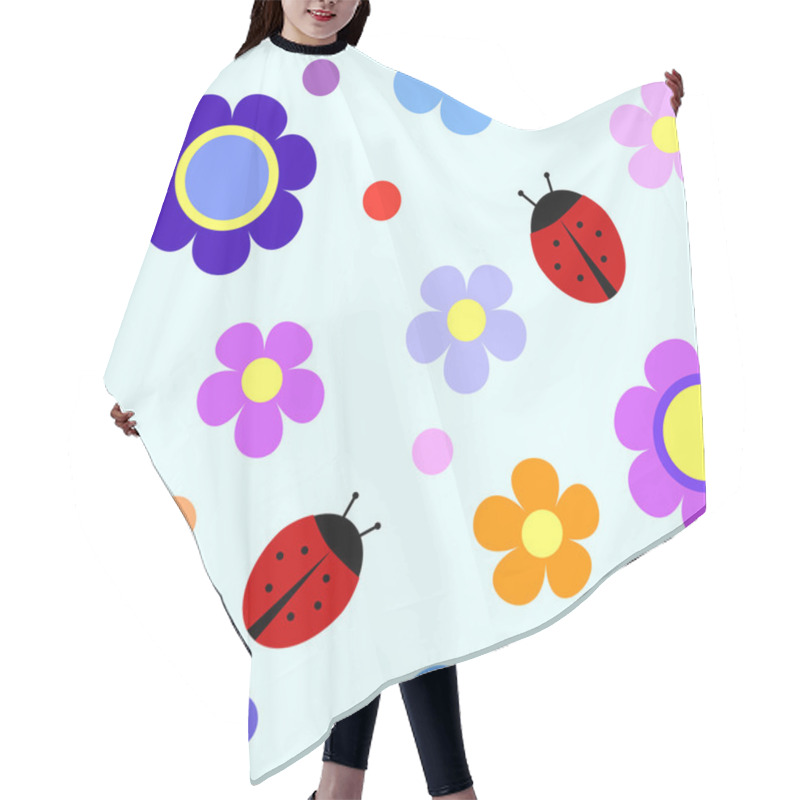 Personality  Seamless Pattern With Flowers And Ladybugs Hair Cutting Cape