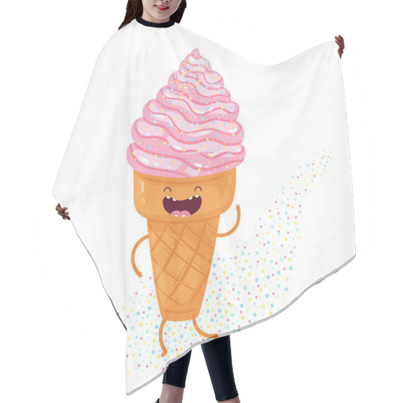 Personality  Postcard With A Nice Character Strawberry Ice Cream. Vector Illustration In Doodle Style Hair Cutting Cape