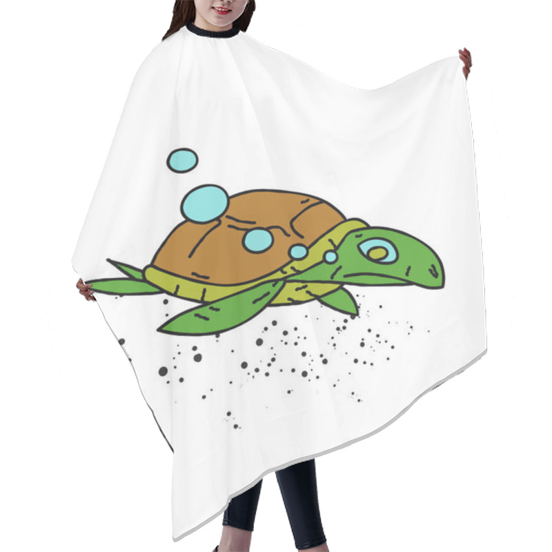 Personality  Swimming Turtle Cartoon Hand Drawn Image Hair Cutting Cape