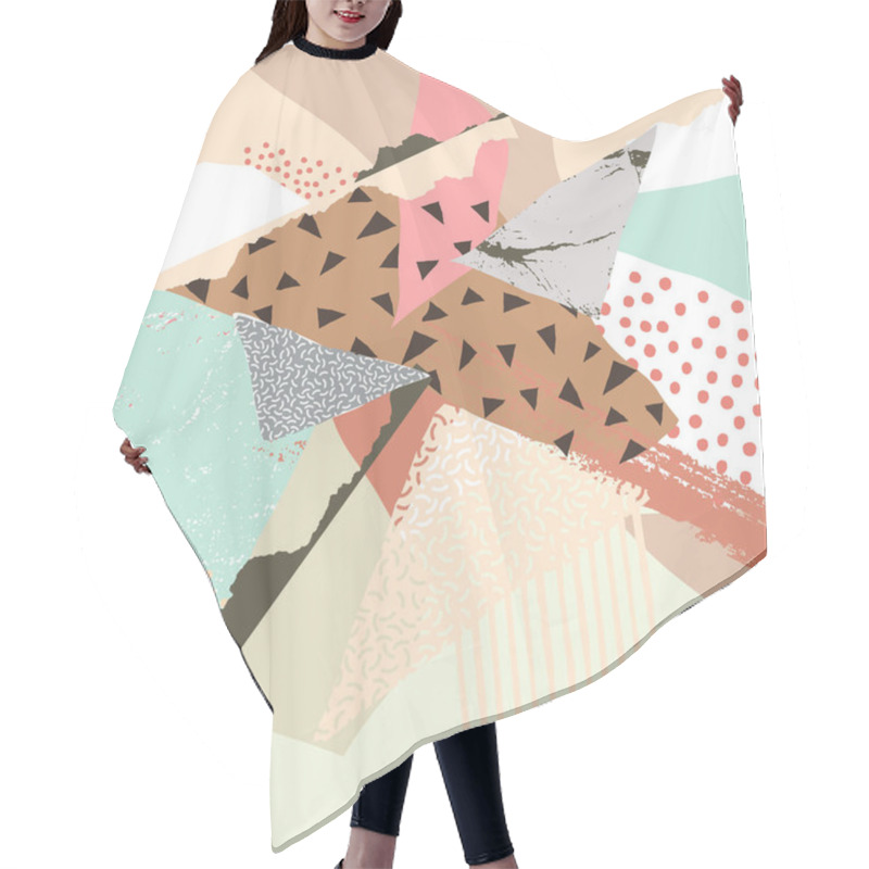 Personality  Abstract Art Background With Textural Spots. Modern Graphic Collage. Vector Minimalist Illustration. Hair Cutting Cape