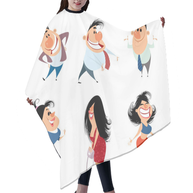 Personality  Set Of Caricature People Hair Cutting Cape