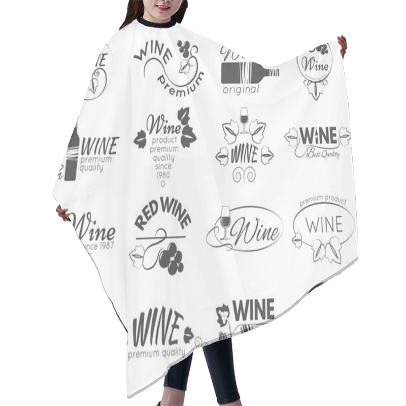 Personality  Set Of Wine Labels, Badges Hair Cutting Cape