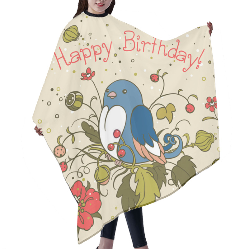 Personality  Blue Bird Birthday Card Hair Cutting Cape