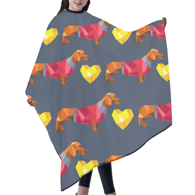 Personality  Polygon Dachshunds And Hearts Hair Cutting Cape