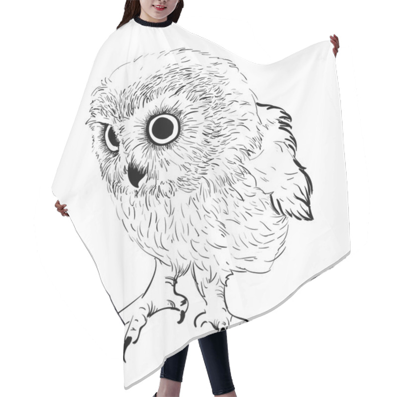 Personality  Owl Hand Drawn, Black And White Hair Cutting Cape