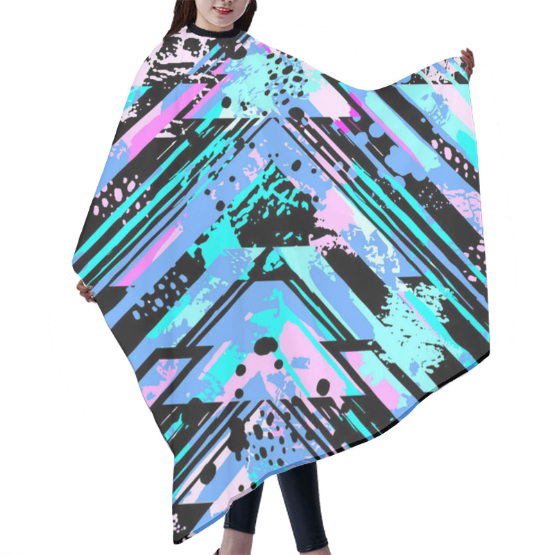 Personality  Abstract Seamless Geometric Pattern With Acrylic Blots And Scrat Hair Cutting Cape