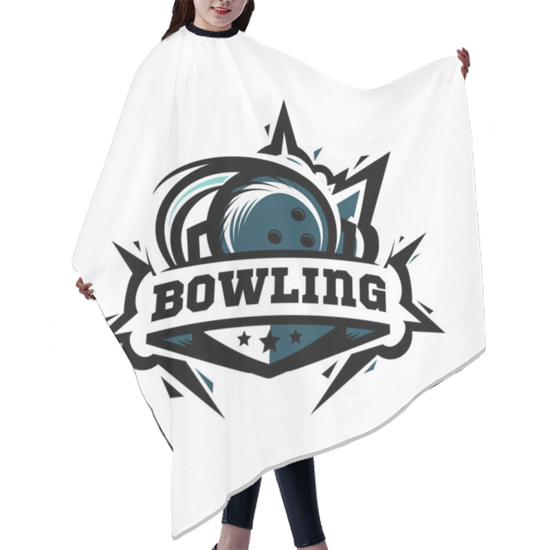 Personality  Swoosh Bowling Ball Logo Vector Hair Cutting Cape