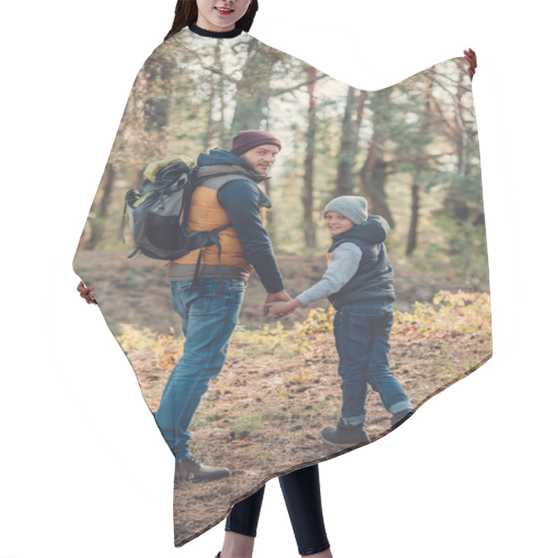 Personality  Father And Son Hiking Together Hair Cutting Cape