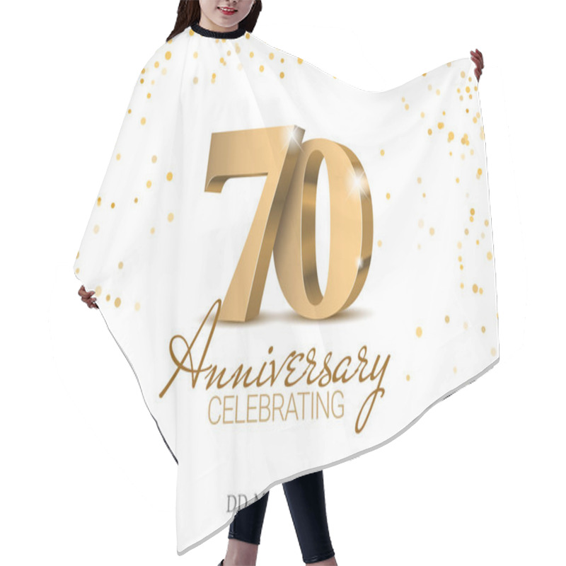 Personality  Anniversary 70. Gold 3d Numbers. Hair Cutting Cape