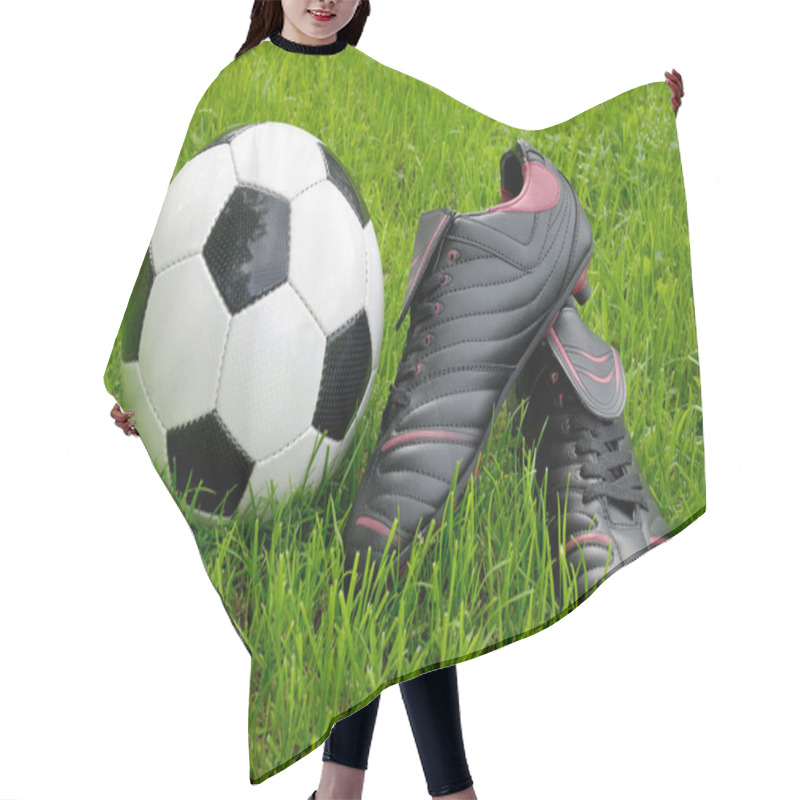 Personality  Soccer Ball And Shoes On Grass Hair Cutting Cape