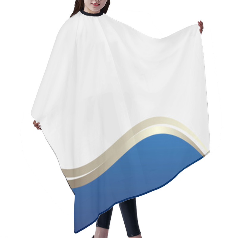 Personality  Blue And Gold Wavy Shape Background. Smart Design For Your Business Advert. Hair Cutting Cape