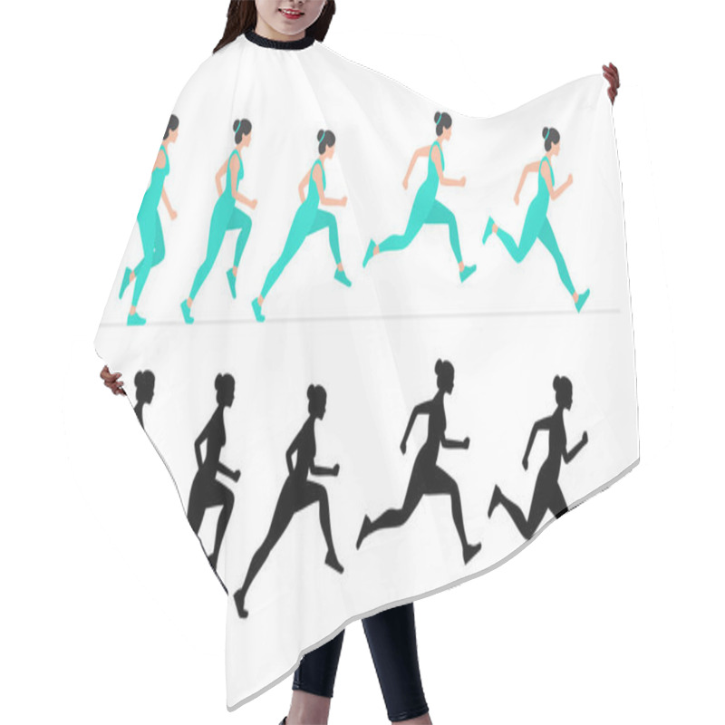 Personality  Woman Run Cycle Animation Sprite Sheet. Flat Style. Isolated On White Background Hair Cutting Cape